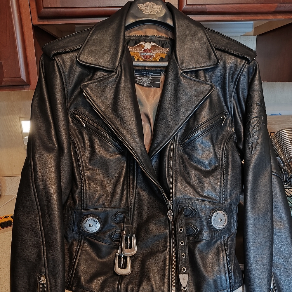 Vintage Harley Davidson Leather Motorcycle Jacket Womens Medium